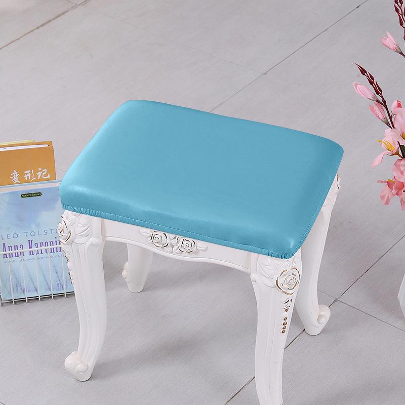 Leather Elastic Dressing Table Stool Cover New Stool Surface Dust Protection Cover Hat Style Shoe Replacement Stool Mask Solid Color