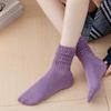 Female Spring and Autumn Pure Color Sweet Bubble Mouth Loose Tube Cotton Socks