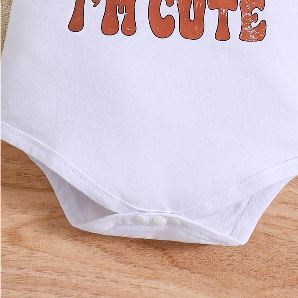 Детский хлопковый комбинезон с принтом «Holy Cow I'm Cute» с короткими рукавами