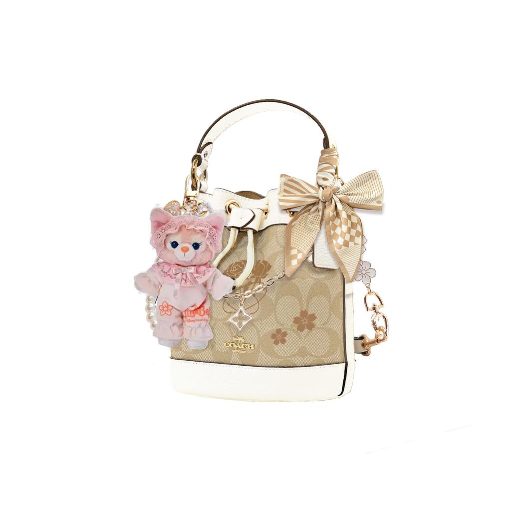 COACH Dempsey Coated Canvas Patchwork Cow Leather Crossbody Handbag Mini Women's Light Khaki C5121-IMDQC(team437 )
