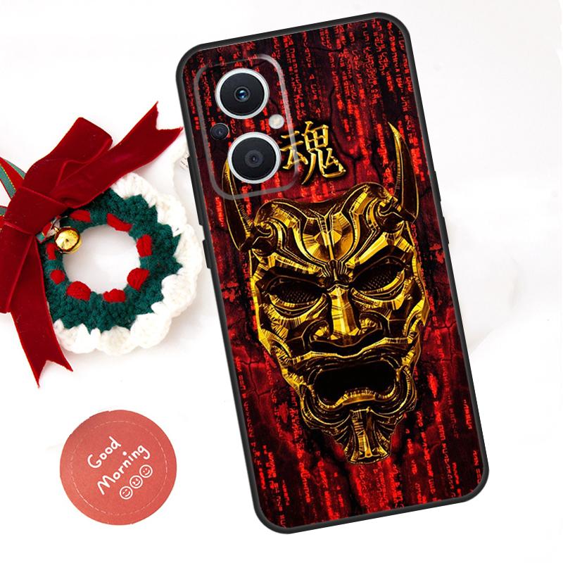 Чехол Самурайский Они Маска для OPPO Reno 14F 14 13 12 11 10 Pro 11F 12F 13F 7 8 Lite Чехол OPPO Find X8 X5 X9 Pro