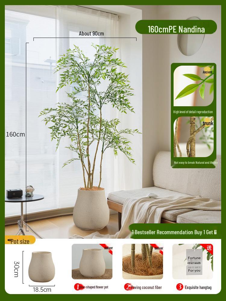 Nandina Bionics Artificial Tree: Elegant Indoor Decor, Large Potted Floor Plant