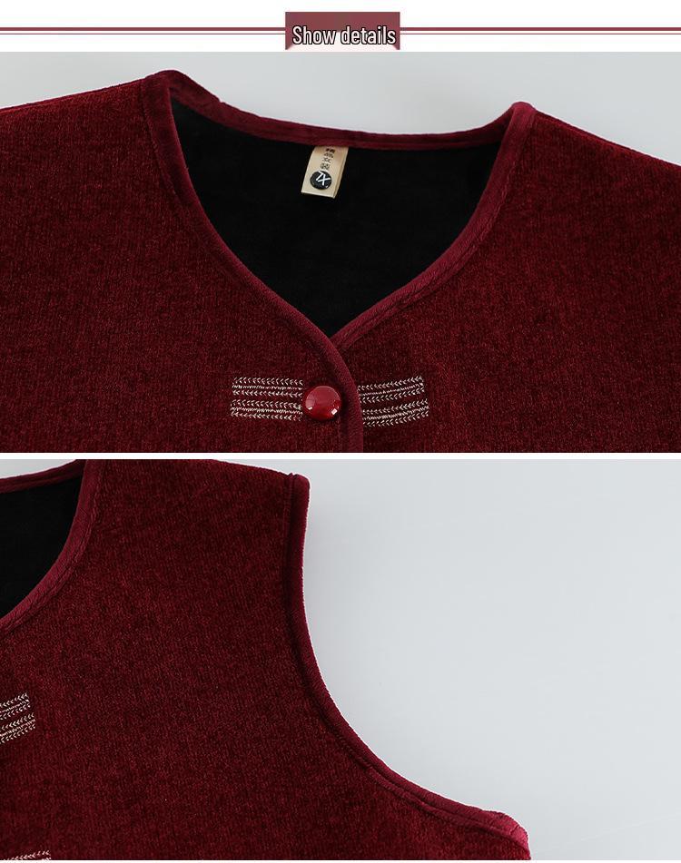 Grandma's Cozy Autumn Fleece Vest - Thick Warm Sleeveless Jacket for Middle-Aged & Elderly Women