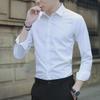 Men's Slim Fit Long-Sleeve White Shirt - Trendy Korean Business Style for Spring and Autumn