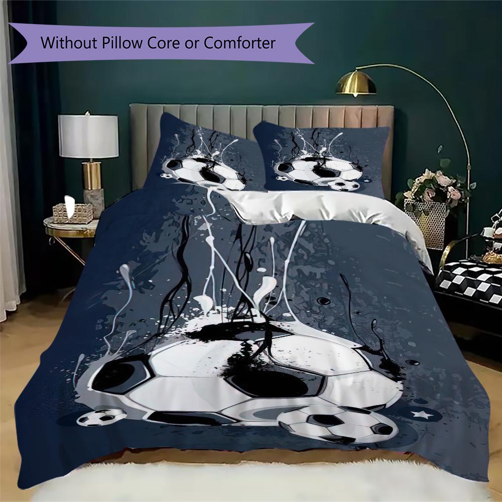 1PC Soccer Football Theme Bedding Quilt Set Quilt Cover Pillowcase Home Decoration Birthday Gift (1 * duvet cover + 2 * pillowcase, without core)A1