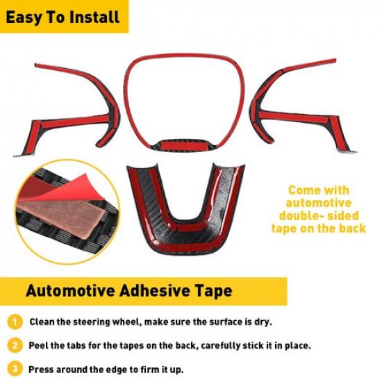 4* Carbon Fiber Steering Wheel Trim Cover For 2014- Jeep Grand Cherokee SRT8