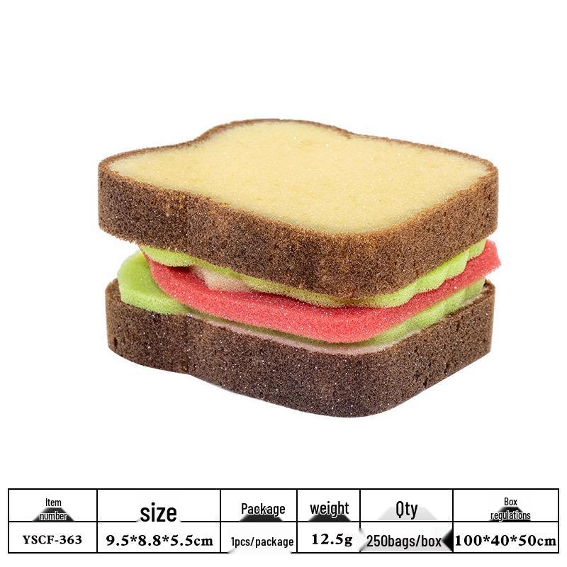 Милая мультяшная губка для мытья посуды в виде сэндвича - Японская салфетка для чистки кухни