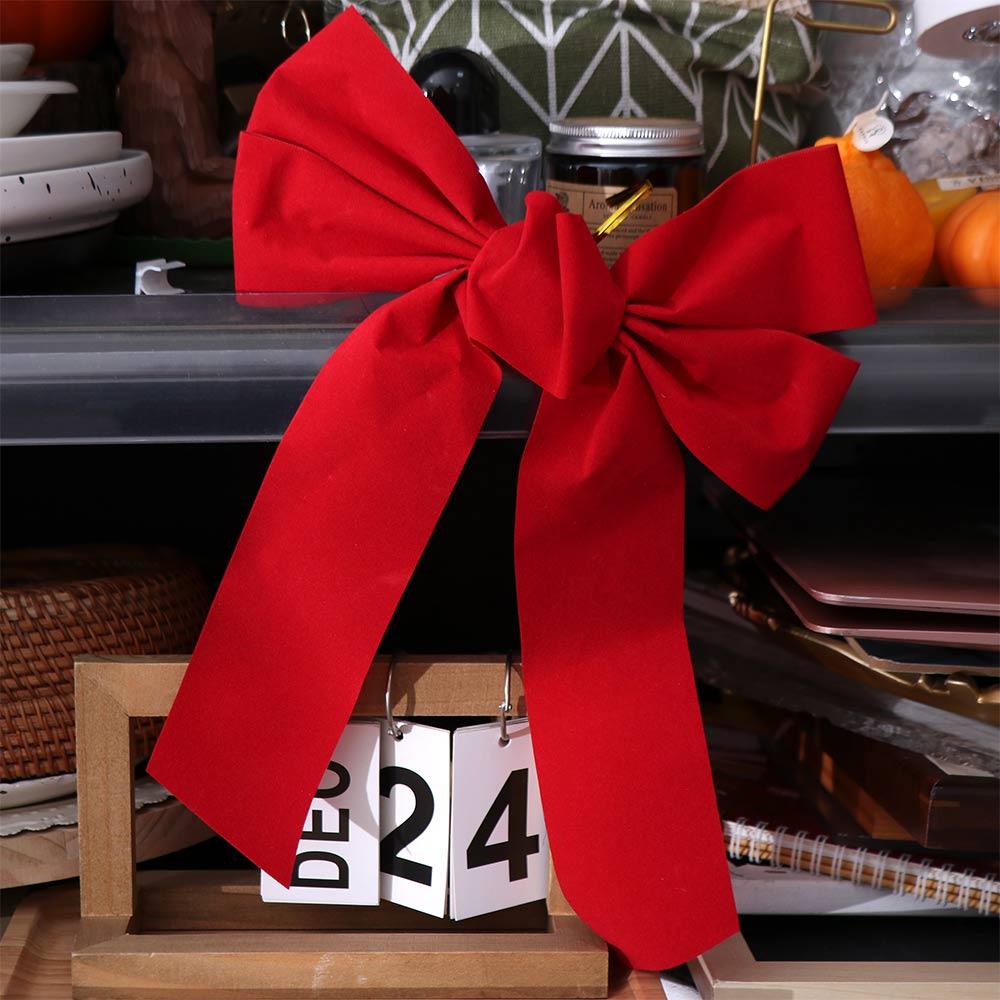 Home Decoration Large Size Red Velvet Bow with Tie DIY Wreath Bow Reusable Christmas Tree Bow Festive