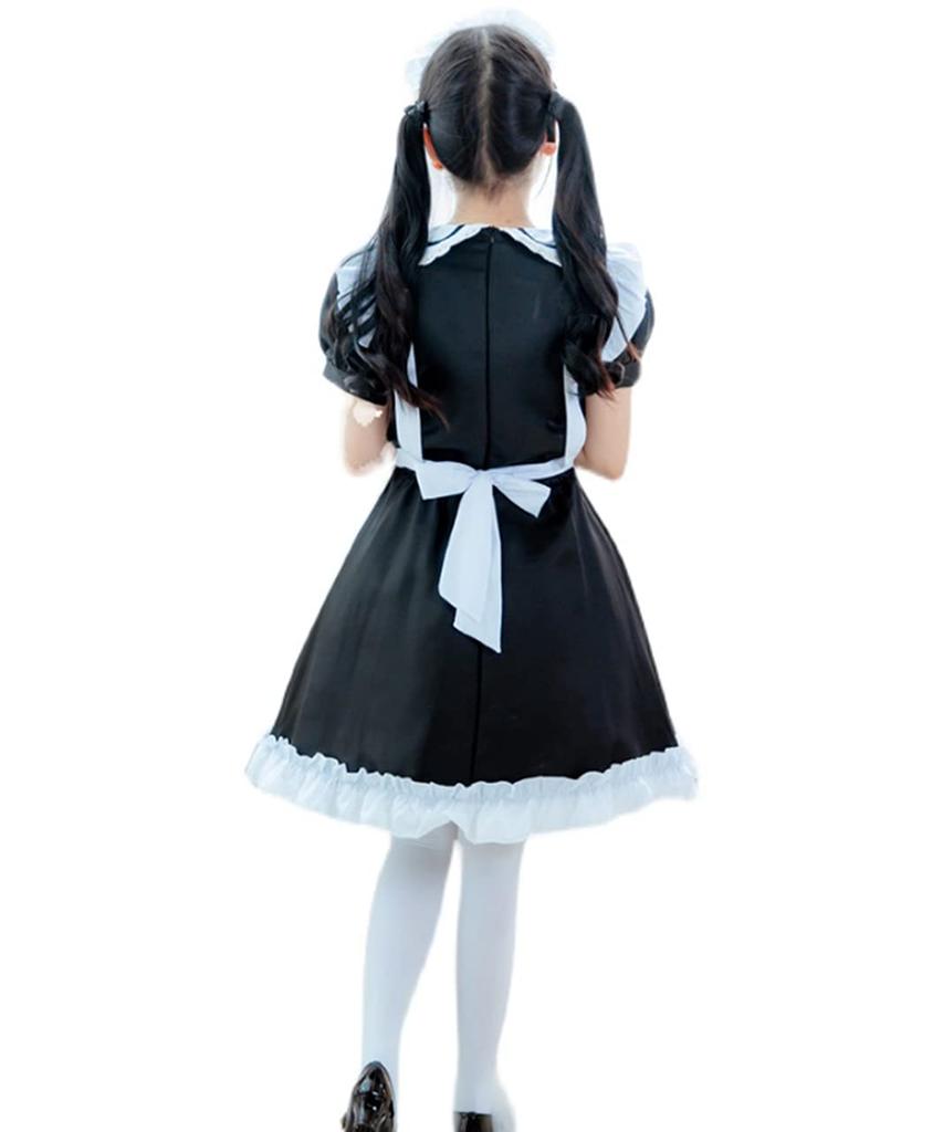 [Milky Time] Maid Costume, Maid Cafe Cosplay, Monochrome Dress, Puff Sleeves (M)