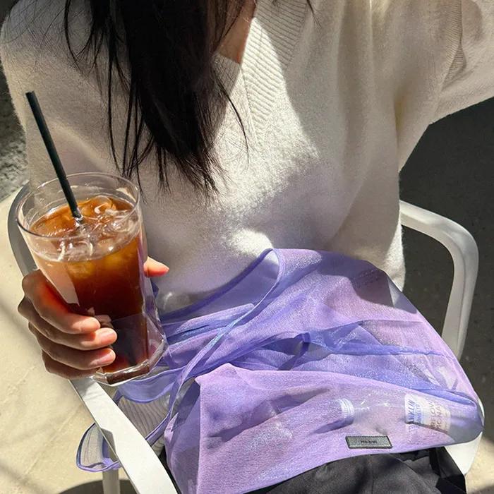Эко-сумка Lorna из органзы, Большая сумка - Ирисовый фиолетовый
