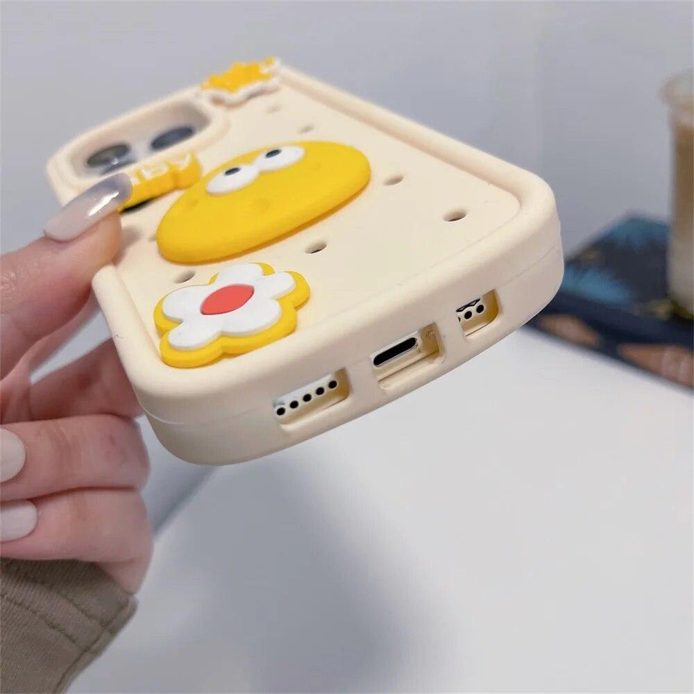 Чехол для телефона с 3D милой уткой для iPhone 15 Pro Max, чехол для iPhone 13 11 14 12 Pro Max, однотонный силиконовый противоударный бампер, мягкий чехол