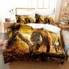 3D Tiger Bedding Set King Queen Full Twin Size Brown Animal Duvet Cover Jungle Wildlife Comforter Cover Polyester Quilt Cover