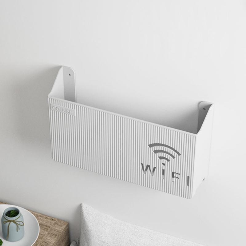 Sturdy Plastic Shelf Organizers Holds Router TV Box Optimizes Desk Space