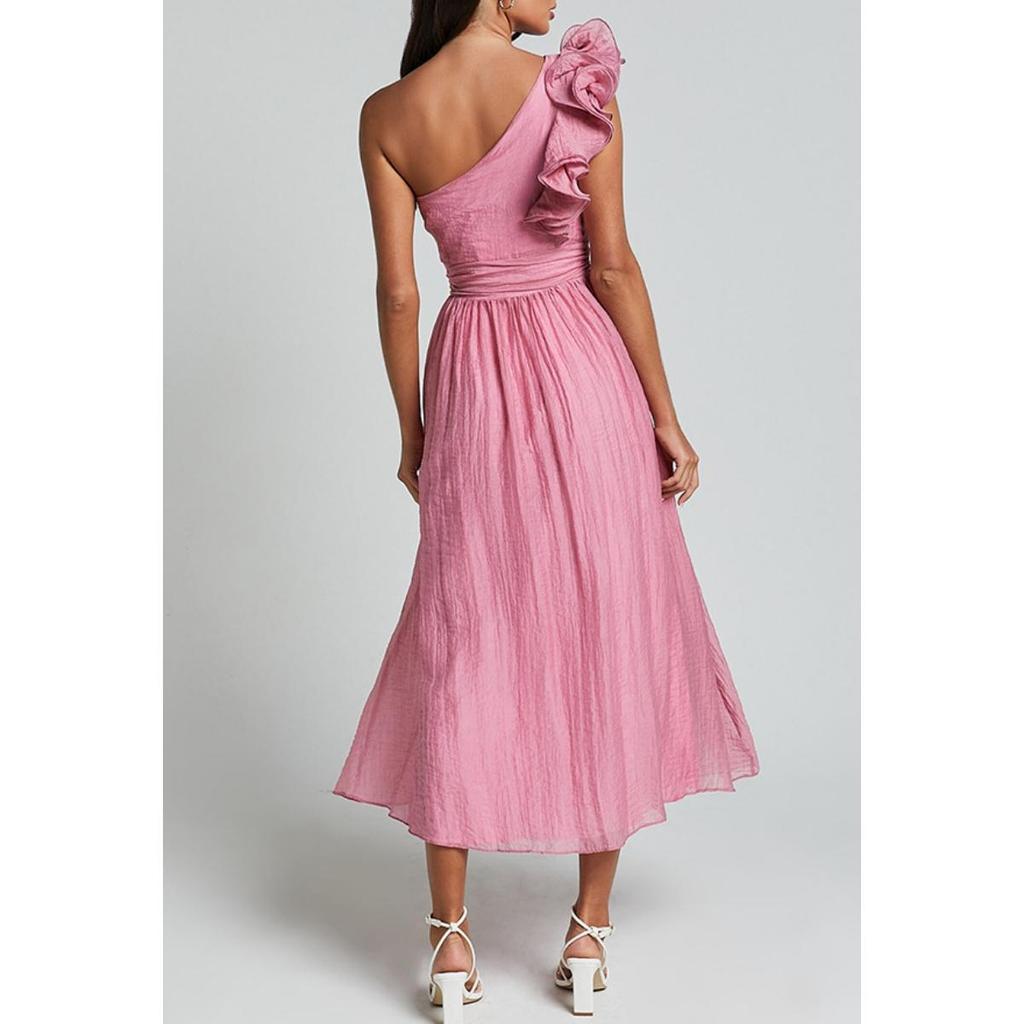 Женские платья весна-лето 2025 года, элегантное одно плечо, без рукавов, плиссированное, с высокой талией, длинное женское платье, шикарное женское праздничное платье