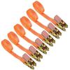 [Set of 6] Lashing Belts with Ratchet Buckles, 5m Long, 25mm Wide, 700kg Breaking Load Capacity, for Moving and Transport (Orange)