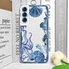 Крутой чехол для телефона с морской черепахой для Samsung Galaxy A55 A54 A53 A52 A51 A70 A32 A31 A22 A13 4G 5G Сине-морской дизайн с черепахой Прозрачная крышка