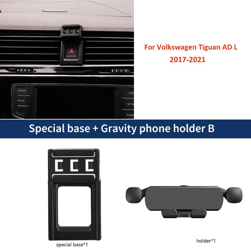 Для Volkswagen Держатель телефона с гравитацией VW Tiguan AD L 2017-2021 Специальное фиксированное крепление Основание Держатель смартфона с беспроводной зарядкой 15 Вт