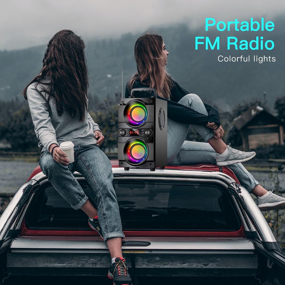 TOPROAD 60W Портативный Bluetooth-колонка.Стерео бас, устройство для Караоке Вечеринок.Всторин Сабвуфер Поддержка FM-радио RGB СВЕТОДИОДНЫЙ свет