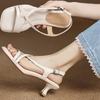 Fashion French Super Soft Small Sandals Women Summer Outside Wear Block Heel Soft Sole High Heels