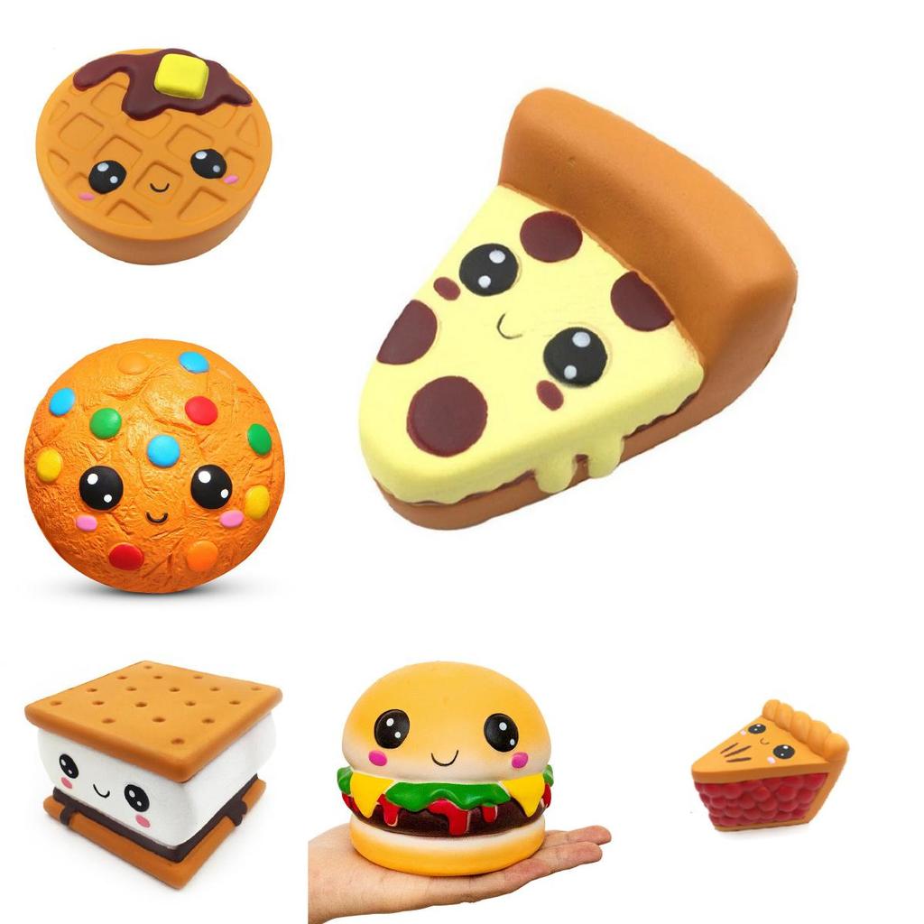 Charming Squishy Dessert Ice Cream Cone Pu Cookie And Waffle Pizza Foam Toy