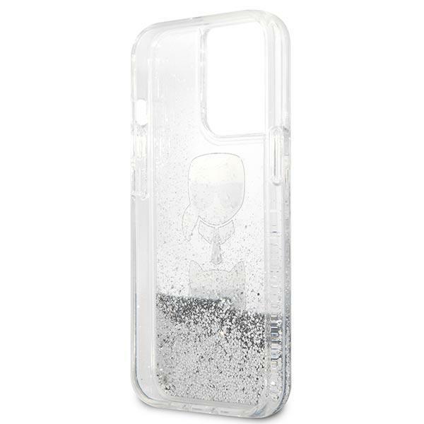 Etui do iPhone 13 Pro Max Karl Lagerfeld Liquid Glitter Srebrne