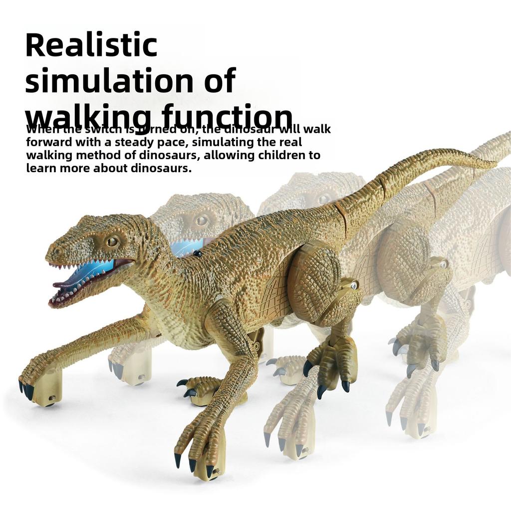 2.4G RC Rampaging Velociraptor, Realistic 4-Channel USB Rechargeable Electric Walking Infrared Dinosaur Toy Model