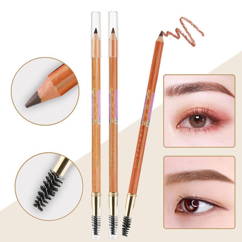 Double-ended Eyebrow Pencil Eyebrow Brush Tattoo Waterproof Non-smudge Hard Core Wooden Eyebrow Pencil