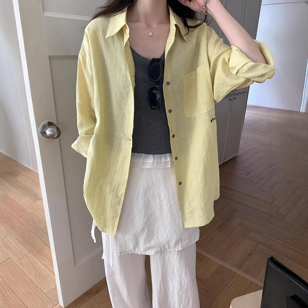 Weisong ramie long-sleeved shirt women's 1116 Korean version loose and versatile casual sunscreen shirt jacket