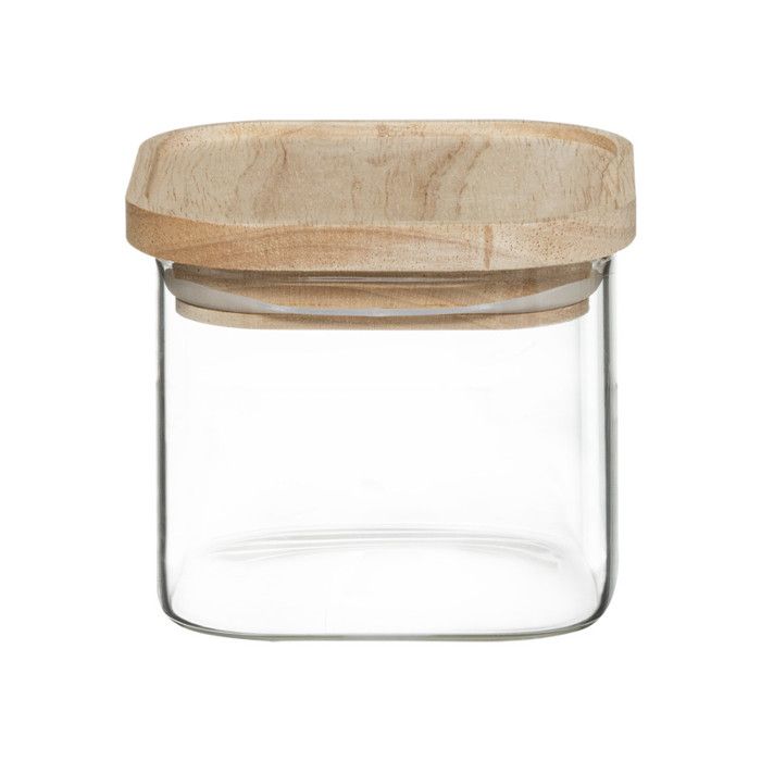 Lot de 4 Bocaux de rangement en verre et bois couvercle hermétique empilable Atmosphera