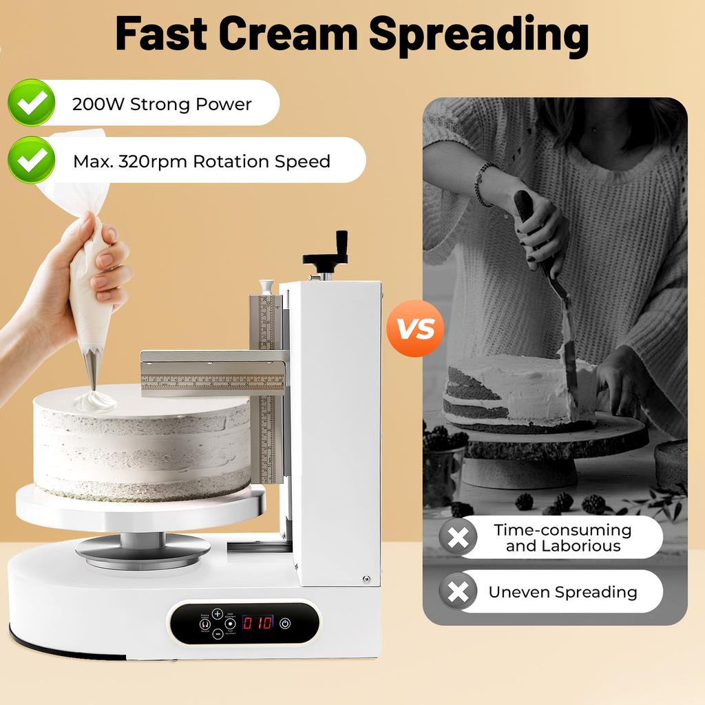 Automatic Cake Icing Machine, 200W Cream Spreader 320RPM, with LCD Touch Screen for 4-12 Inch Cakes, for Bakery Shop Home Use