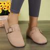 Модные женские тапочки с закрытым носком и круглым носком, осень 2024 г., универсальные, популярные, ретро, однотонные, с плоской подошвой, женские туфли с открытой пяткой