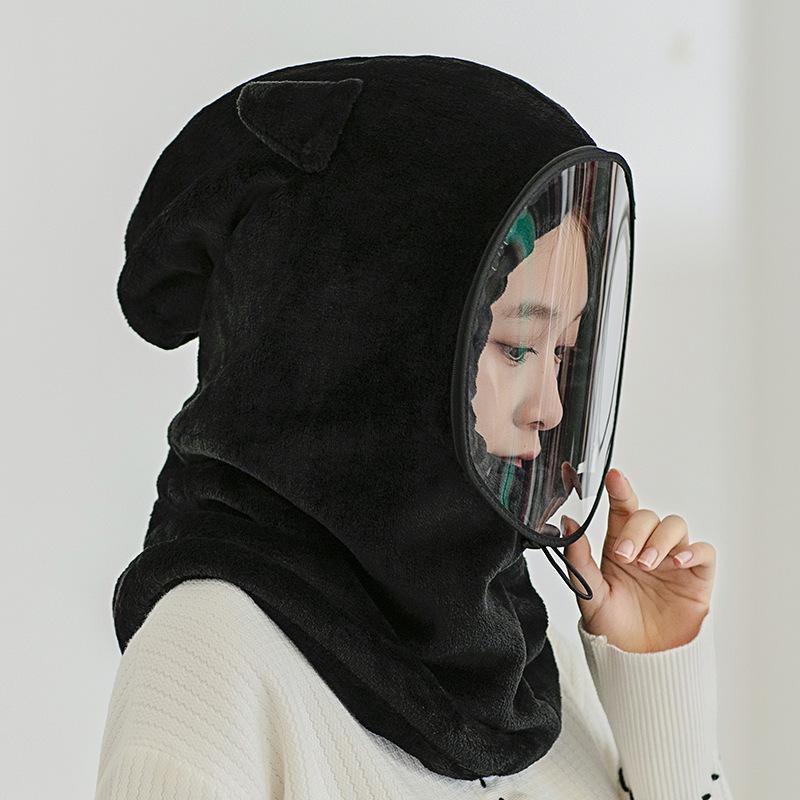 Winter windproof cap Children's outdoor riding Skiing Warm cold proof Fleece lens mask Scarf Integrated hat protection