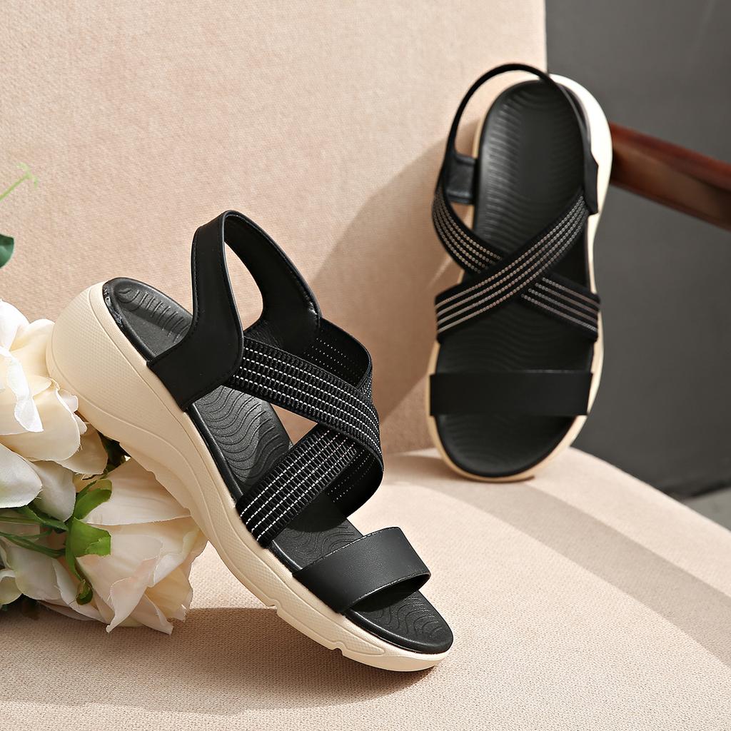 New Platform Sandals Summer Fashion Platform Casual Beach Sandals with Diamond Soft Sole  Shoes Versatile