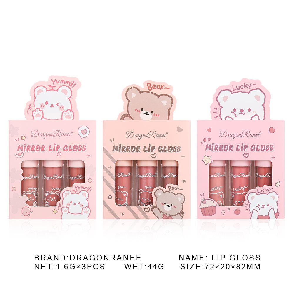 Блеск для губ Глазурь для губ Масло для губ Стекло с водой Светильник Зеркало увлажняющий увлажняющий Жемчуг со вспышкой Мультяшная коробка звуковой сигнал губы