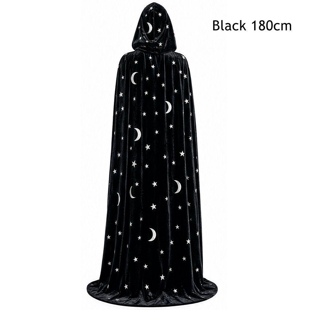 with Oversized Hood Halloween Hooded Cloak Moon and Star Print Vintage Hooded Cape