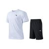Solid Color Pullover T-Shirt And Mid-Waist Straight Leg Shorts Casual Sports Set Men Sets White 952327202-1
