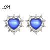 Sweet Style DIY Ornaments 2Pcs Cat Eye Heart Faux Gems, Alloy Rhinestone Brooch Buttons, 23mm Craft Supplies Flatback Gemstone Hearts for Hair