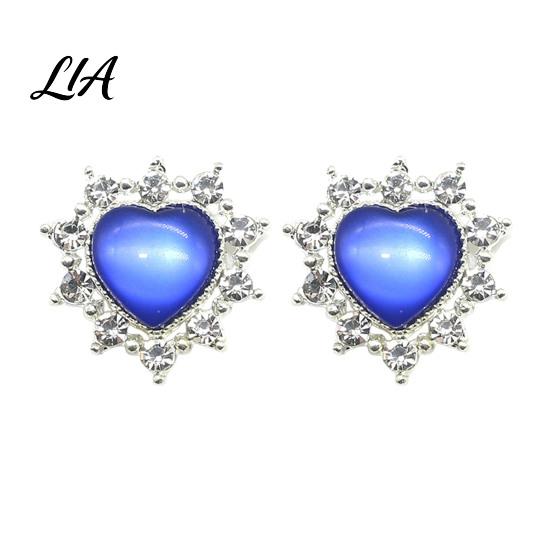 Sweet Style DIY Ornaments 2Pcs Cat Eye Heart Faux Gems, Alloy Rhinestone Brooch Buttons, 23mm Craft Supplies Flatback Gemstone Hearts for Hair