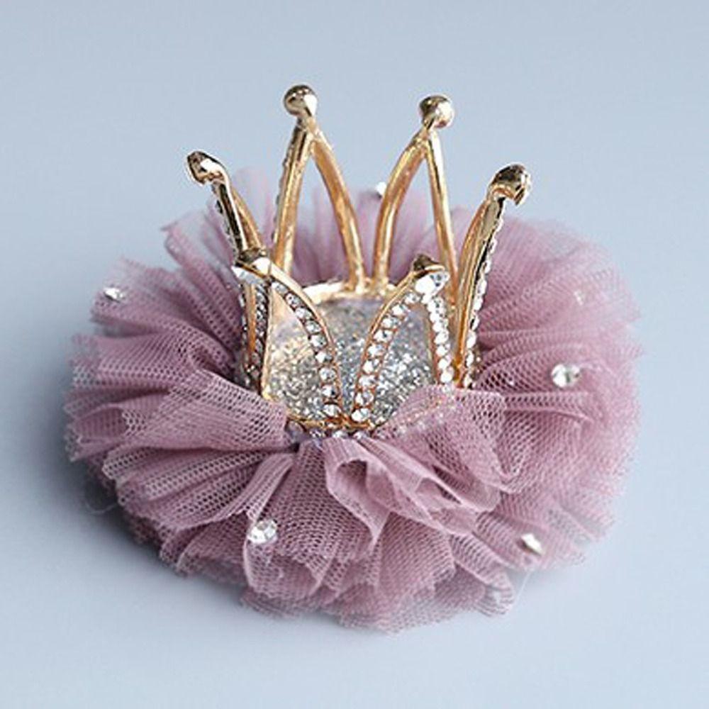 Lovely Sweet Zinc Zinc Alloy Rhinestone Gauze Tiara Crown Hair Clip Headwear Hair Accessory Girl Hairpin