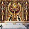 Mysterious ancient Egyptian art tapestry - polyester wall hanging featuring hieroglyphics and a golden-winged goddess