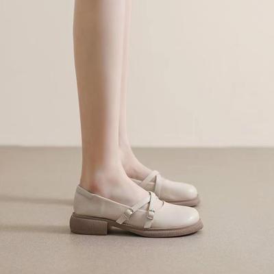 Модная элегантная женская летняя обувь на низком каблуке, обычная кожаная повседневная обувь для женщин 2024 года, мокасины с квадратным носком, натуральная нескользящая модель Y2k