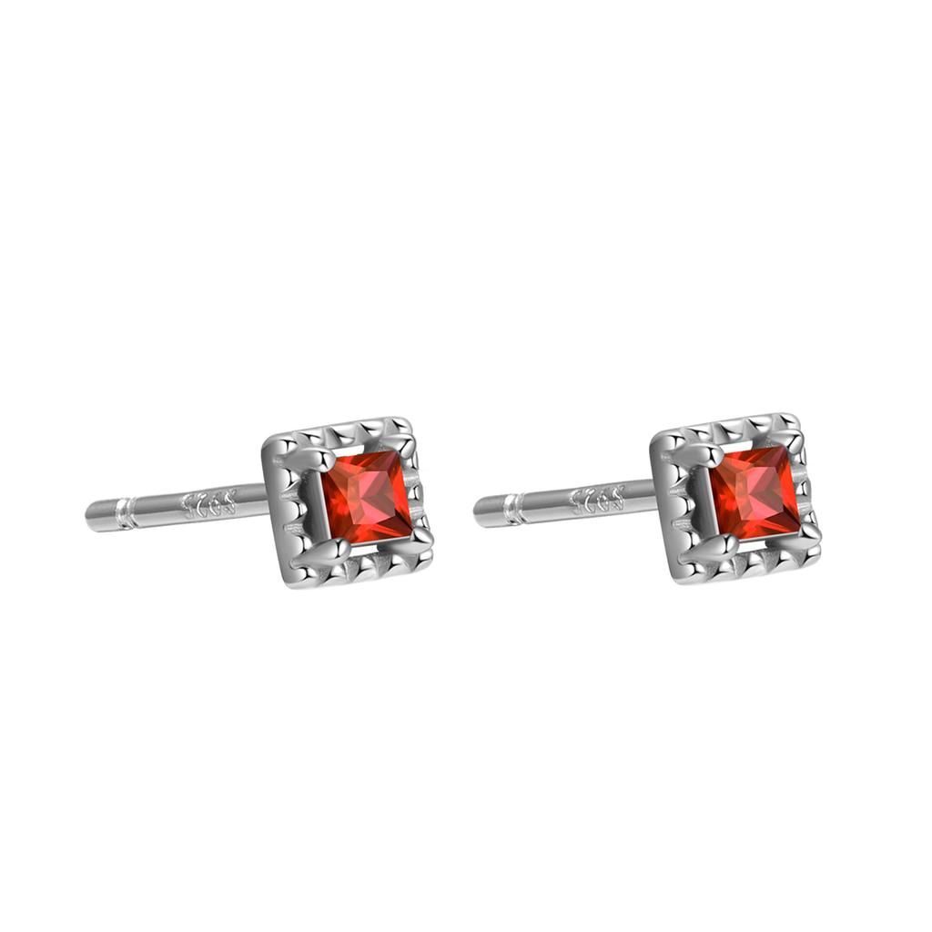 925 Sterling Silver Colorful Zircon Geometric Mini Stud Earrings for Women Hypoallergenic Jewelry Gift
