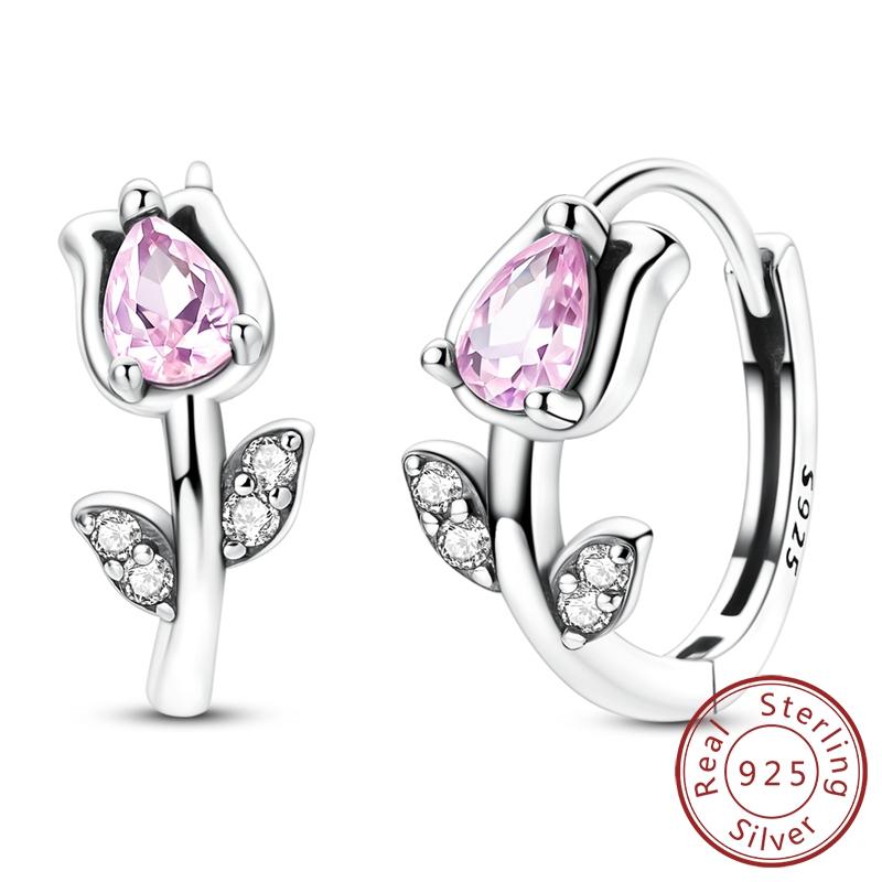 Hoop Earrings 925 Silver Sparkling Retro Pattern Heart and Dragonfly Stud Earrings for Women Girl Party Wedding Jewelry