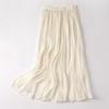 Qooth Women Gentle Solid Color Pleated Skirt Casual Elastic Waist Colorful A-line Skirt For Spring Summer QT2416