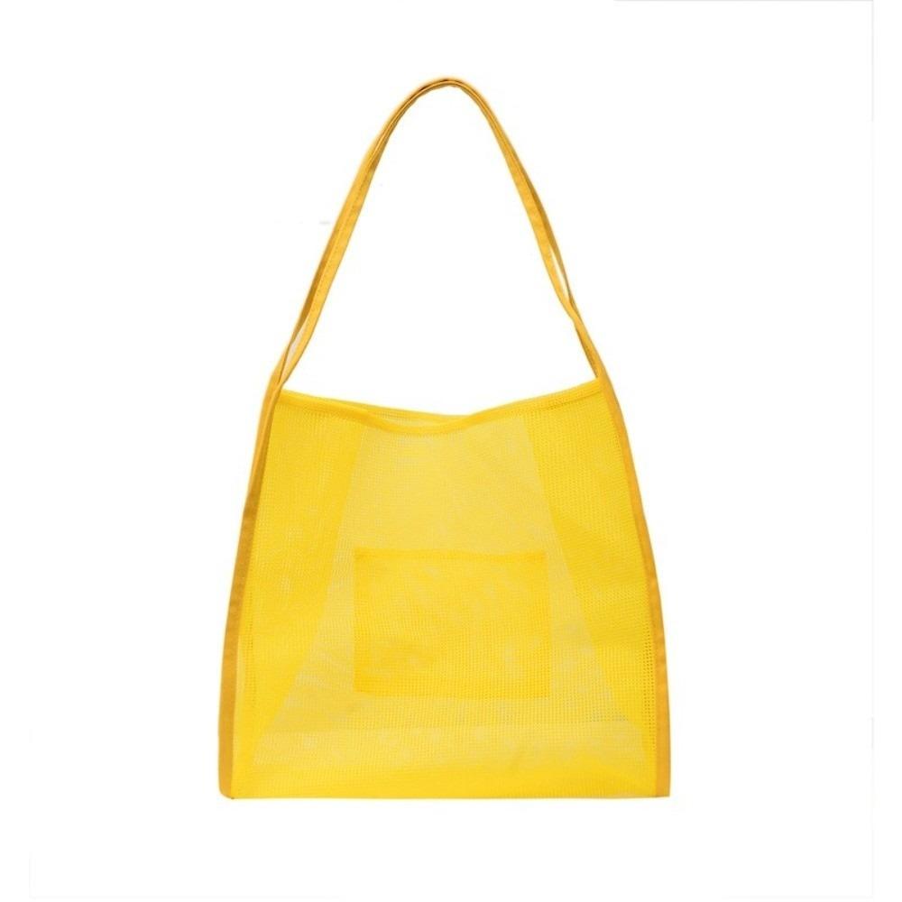 Nylon Beach Handbag Transparent Hollow Tote Bag Make Up Mesh Shoulder Bag Travel