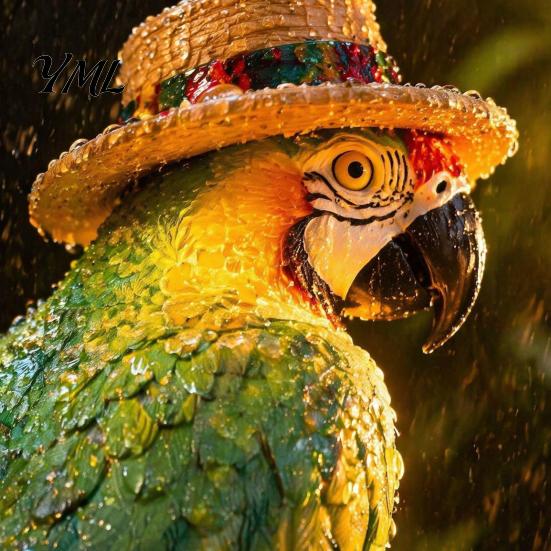 Weather Resistant Garden Art Resin Solar Parrot Light Ground Stake, Waterproof Outdoor Stake Tropical Flower Bed Illumination Yard Decor for