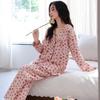 Пижама из воздушного хлопка женская весенне-осенняя утолщенная хлопковая с длинным рукавом межслойная домашняя одежда осень-зима для женщин среднего возраста