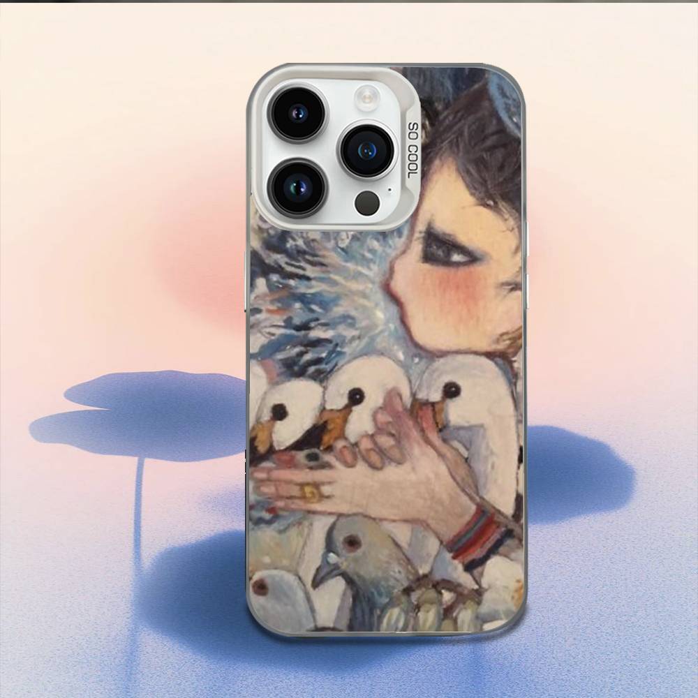 Чехол для телефона с картинами Aya Takano Для iPhone 16,15,14,13,12,11,Mini,Pro,E,MAX Белый Конфетный Матовый Ударопрочный Чехол