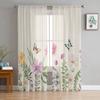 Spring Flower Butterfly Tulle Curtains For Living Room Bedroom Modern Chiffon Sheer Kitchen Curtains