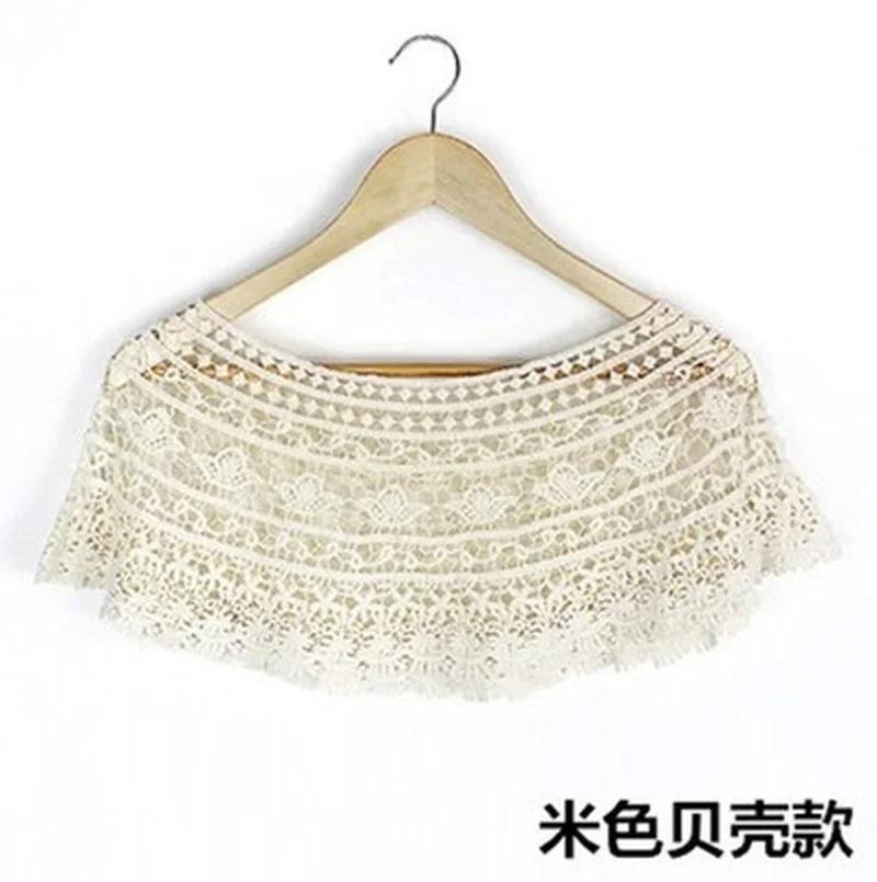 1 Pcs Out Hijab Scarf Elegant Ladies Shawl Fashion Tassel Lace Scarf Women Fashion Hollow Hook Flower Short Small Vest Cover